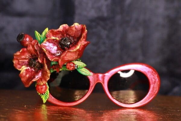 SOLD! 9850 Baroque Poppy Flower Embellished Sunglasses