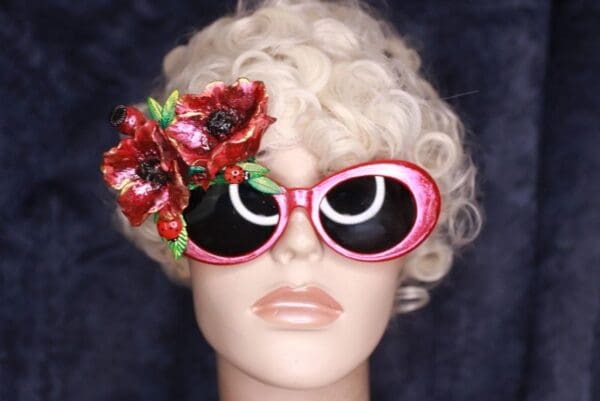 SOLD! 9850 Baroque Poppy Flower Embellished Sunglasses - Image 7