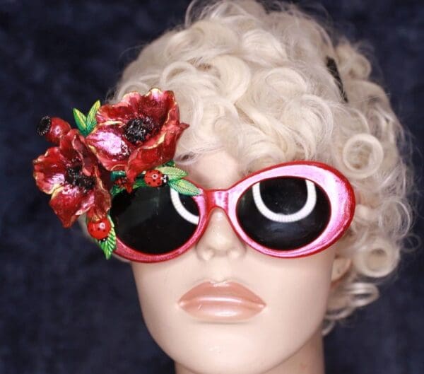 SOLD! 9850 Baroque Poppy Flower Embellished Sunglasses - Image 8