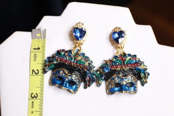 SOLD! 9858 Venetian Mask Hand Painted Earrings - Image 6