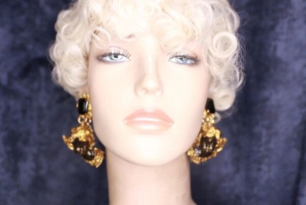 SOLD! 9861 Baroque Chubby Black Cherubs Earrings - Image 3