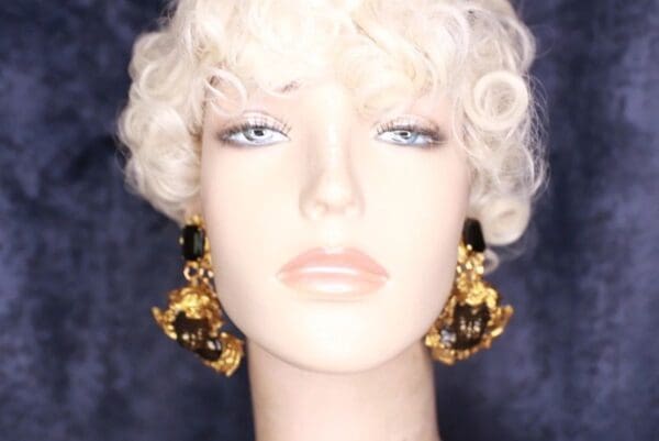 SOLD! 9861 Baroque Chubby Black Cherubs Earrings - Image 4