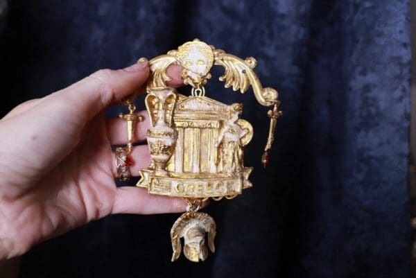 SOLD! 9865 Greek Statues Massive Huge Brooch - Image 6