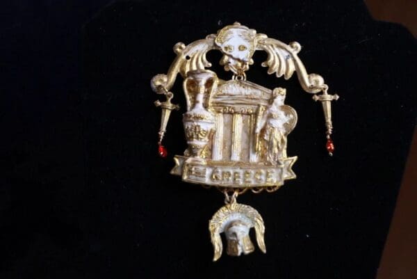 SOLD! 9865 Greek Statues Massive Huge Brooch - Image 7