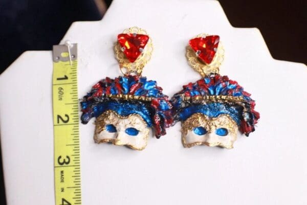 SOLD! 9868 Venetian Mask Hand Painted Earrings - Image 4