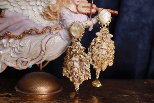 SOLD! 9872 Greek Zeus Vintage Style Studs Earrings