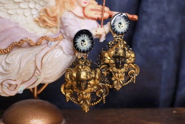 SOLD! 9876 Greek Goddess La Luna Vintage Style Studs Earrings