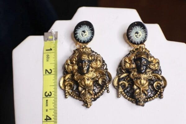 SOLD! 9876 Greek Goddess La Luna Vintage Style Studs Earrings - Image 6