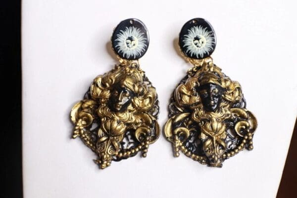 SOLD! 9876 Greek Goddess La Luna Vintage Style Studs Earrings - Image 2