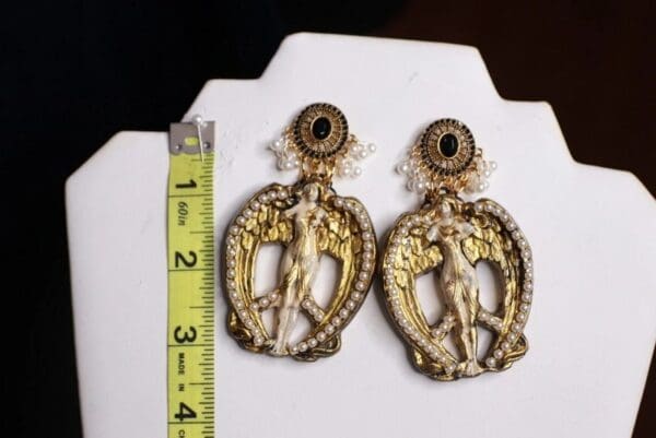 SOLD! 9877 Greek Goddess Winged Vintage Style Studs Earrings - Image 6