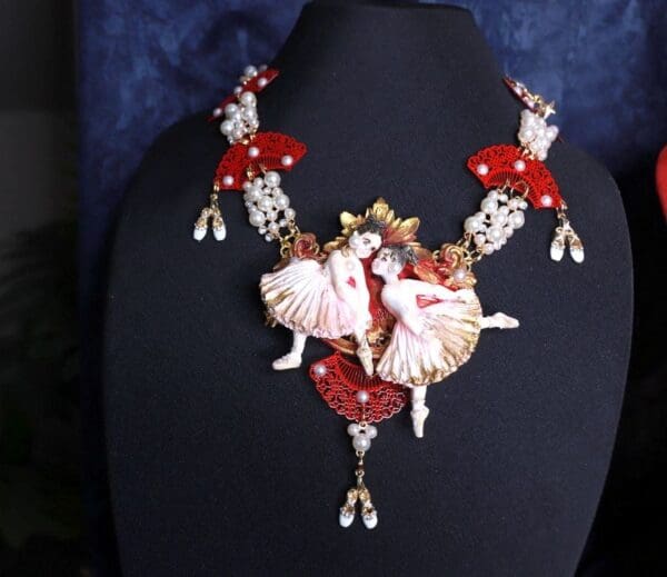 SOLD! 9879 Ballerinas Theatre Necklace Large Necklace - Image 2