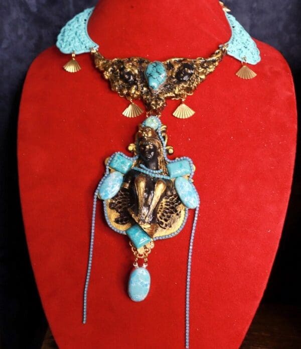 SOLD! 9880 Genuine Larimar Greek Goddess Large Necklace - Image 3