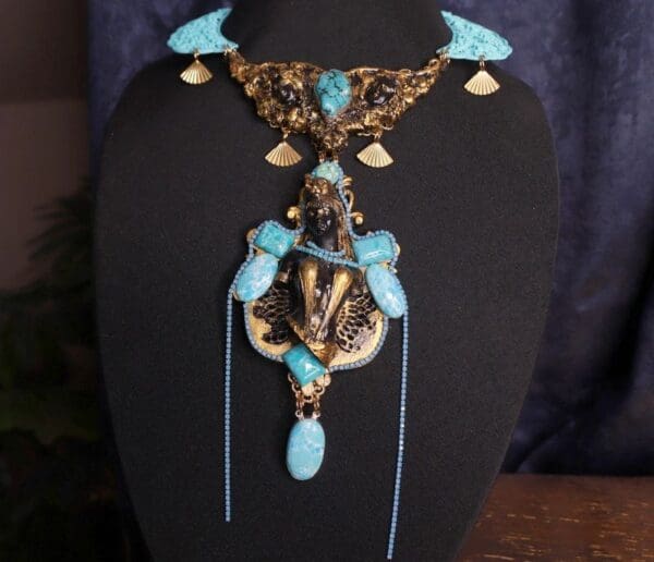 SOLD! 9880 Genuine Larimar Greek Goddess Large Necklace - Image 2
