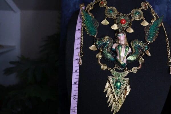 SOLD! 9883 Art Jewelry Greek Goddess Winged Large Necklace - Image 3