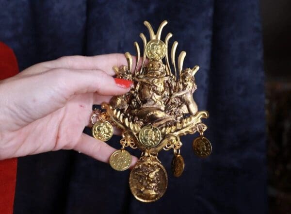 SOLD! 9887 Roman Statues Massive Huge Brooch - Image 2