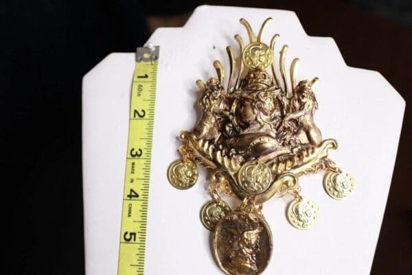 SOLD! 9887 Roman Statues Massive Huge Brooch - Image 3
