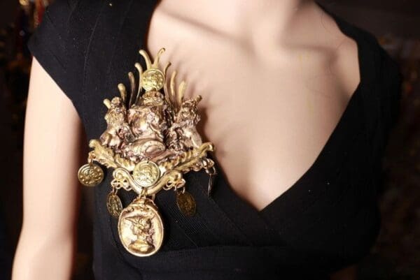 SOLD! 9887 Roman Statues Massive Huge Brooch - Image 8