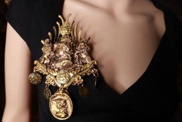 SOLD! 9887 Roman Statues Massive Huge Brooch - Image 9