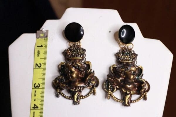 SOLD! 9890 Baroque Vintage Style Chubby Cherubs Studs Earrings - Image 2
