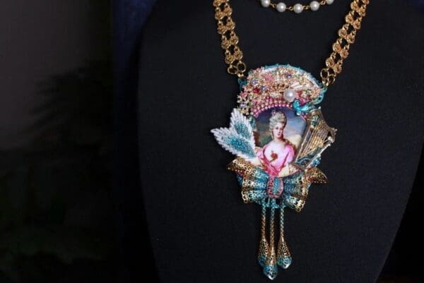 SOLD! 9883 Marie Antoinette Cameo Bow Necklace - Image 2