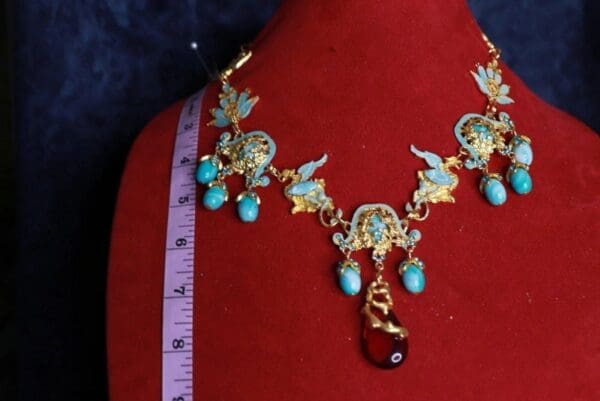 SOLD! 9886 Elegant Dragons Aqua Color Necklace - Image 5