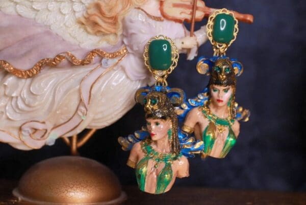 SOLD! 9890 Greek Goddess 3D Effect Studs Earrings