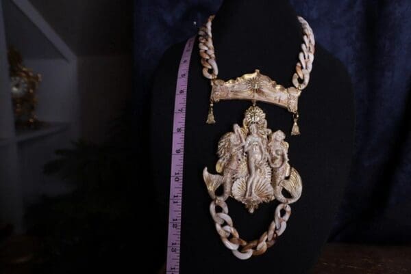 SOLD! 9904 Art Jewelry Huge Mermaids Birth Of Venus Massive Necklace - Image 3