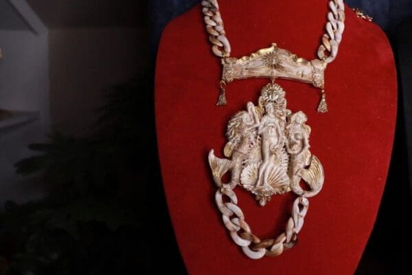 SOLD! 9904 Art Jewelry Huge Mermaids Birth Of Venus Massive Necklace - Image 4