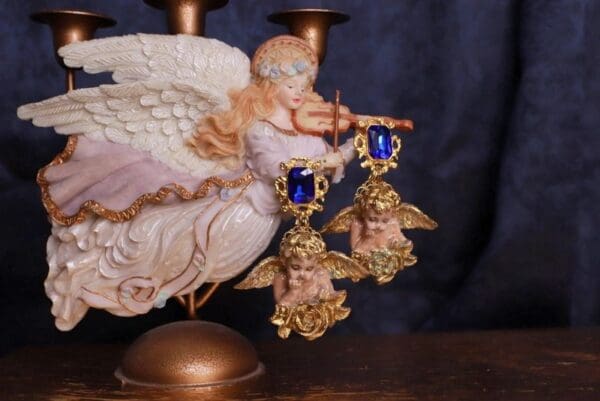 SOLD! 9906 Cherubs Vintage Style Earrings - Image 4