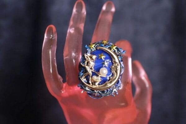 SOLD! 9911 Baroque Feeding Moon Genuine Agate Cocktail Ring - Image 3