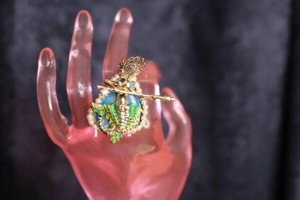 SOLD! 9912 Baroque Nautical Genuine Agate Mermaid Huge Adjustable Cocktail Ring - Image 6