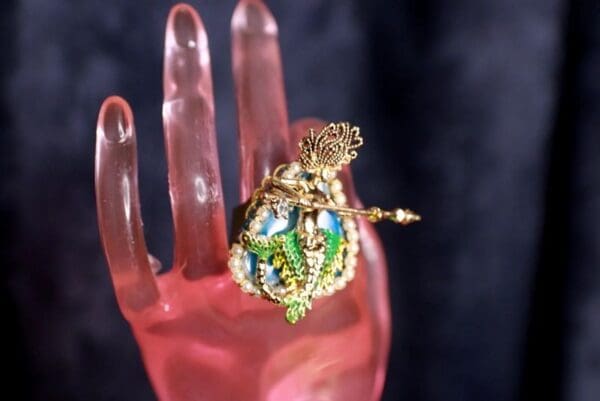 SOLD! 9912 Baroque Nautical Genuine Agate Mermaid Huge Adjustable Cocktail Ring - Image 7