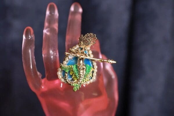 SOLD! 9912 Baroque Nautical Genuine Agate Mermaid Huge Adjustable Cocktail Ring - Image 8