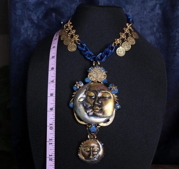 SOLD! 9914 Art Deco Vintage Style Celestial Sun Moon Necklace - Image 6