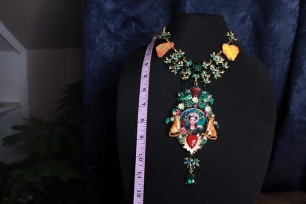 SOLD! 9916 Frida Kahlo Leopards Sacred Heart Stunning Necklace - Image 6