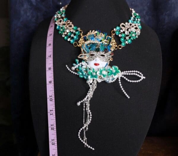 SOLD! 9920 Dark Series Art Jewelry 3D Effect Venetian Mask Jocker Huge Necklace - Image 6