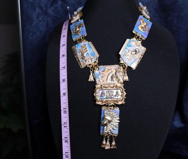 SOLD! 9940 Roman Revival Blue Large Necklace - Image 4