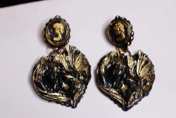 SOLD! 9946 Black Lady Horse Vintage Style Earrings Studs - Image 6