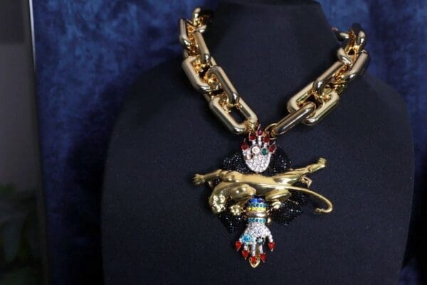 SOLD! 9958 Baroque Chained Leopard Massive Necklace - Image 3