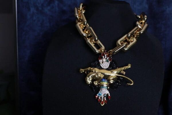 SOLD! 9958 Baroque Chained Leopard Massive Necklace - Image 4