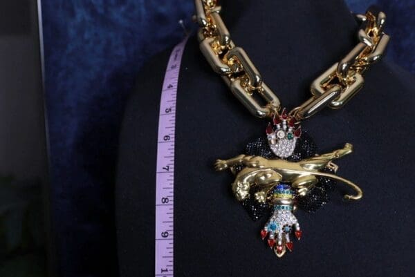 SOLD! 9958 Baroque Chained Leopard Massive Necklace - Image 5