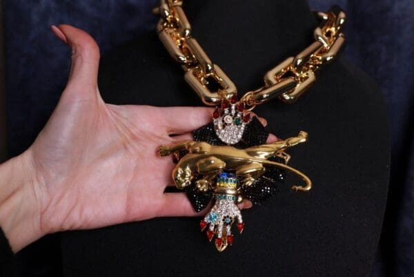 SOLD! 9958 Baroque Chained Leopard Massive Necklace - Image 6