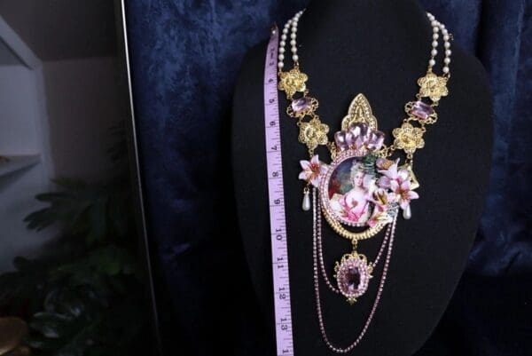 SOLD! 9960 Victorian Pink Marie Antoinette Crown Massive Necklace - Image 5