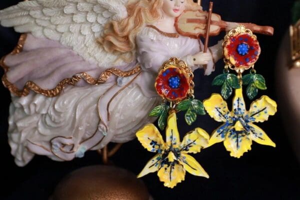 SOLD! 9968 Vivid Hand Painted Orchid Earrings