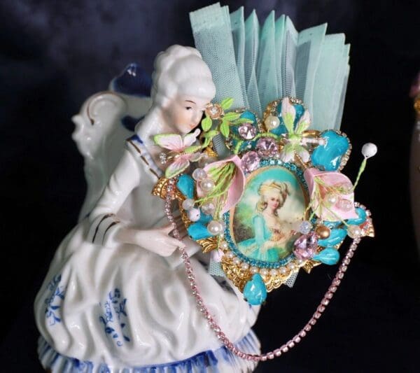 SOLD! 9969 Marie Antoinette Fan Pin Fancy Aqua Brooch