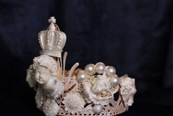 SOLD! 9973 White Chubby Cherubs Tall Crown Headband - Image 7