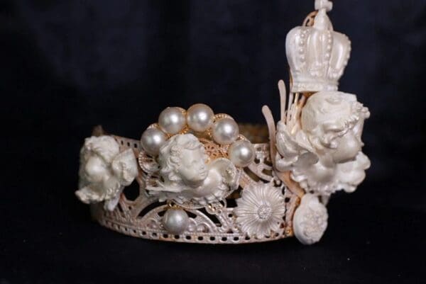 SOLD! 9973 White Chubby Cherubs Tall Crown Headband - Image 8