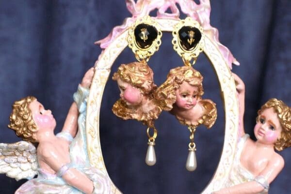SOLD! 9976 Cherubs Vintage Style Earrings