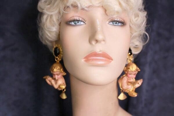 SOLD! 9977 Baroque Musical Cherubs Vintage Style Earrings - Image 4