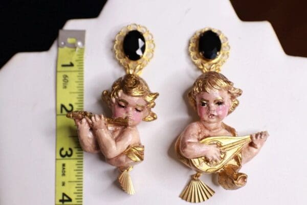 SOLD! 9977 Baroque Musical Cherubs Vintage Style Earrings - Image 7